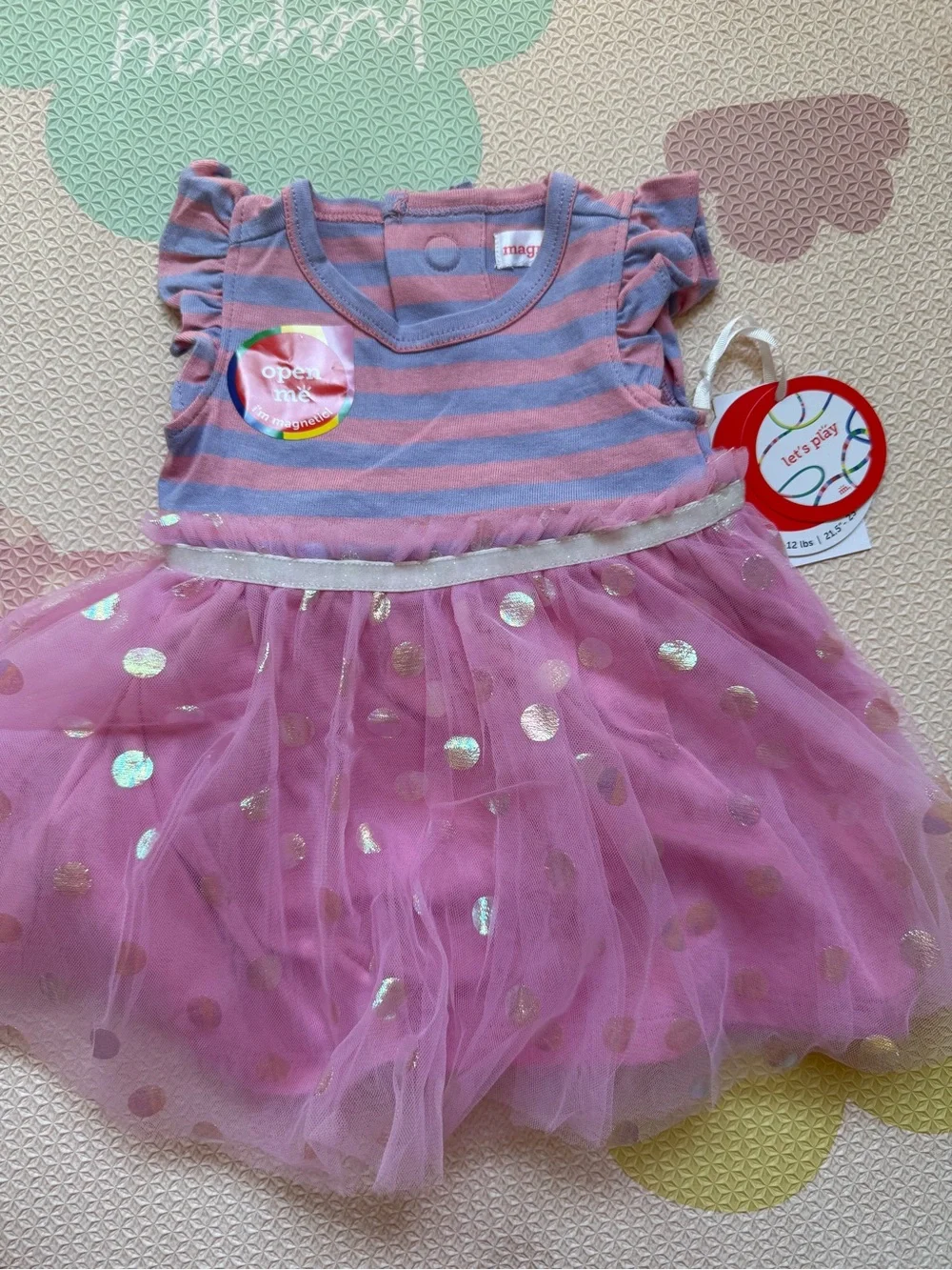 Magnetic Me Pink and Lavender Striped Baby Bodysuit